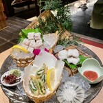 磯一 - 鱧づくし@1,680
…焼霜造り(わさび)、おとし(梅)、天ぷら(塩)