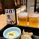 磯一 - お通し@428×2…冷奴、南蛮漬け、煮こごり
瓶ビール(サントリー生)@628
