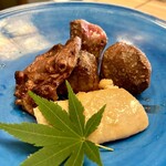 よし町 - 奥久慈しゃも炭火焼き ・ ささみ、ハツ 、砂肝