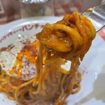 スパゲッティーのパンチョ 岐阜茜部店 - 旨辛ナポリタン　並　　野菜増し目玉焼きトッピング