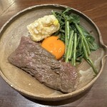 焼肉割烹QUON - 和牛サーロインと空心菜　生麩夏すき焼き　三河濃厚卵満月