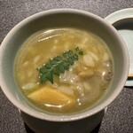 銀座 有涯 - 蝦夷鮑とアスパラのおじや　◎
      （米は御殿場で育ててる自家製）