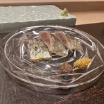 鮨菜 和喜智 - 秋刀魚　肝とカラシ添え