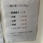 麺屋 福よし - 麺の量