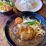 ステーキ屋ひろ - ひろ特製ハンバーグセット(デミグラス)¥1,265