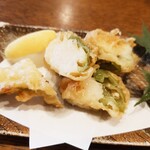 釜めし菜時記 さき亭 - 追加②万願寺唐辛子の海老詰め天ぷら 580円