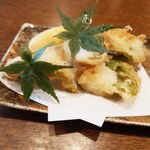 釜めし菜時記 さき亭 - 追加②万願寺唐辛子の海老詰め天ぷら 580円