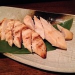 青食 - ササミの味噌焼き。見た目あっさりですが、味噌のガツンとした薫りが染みこんでますよ！！