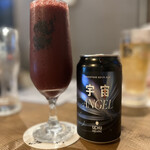 炭火焼き らくざ - ◇宇宙ビール／ANGEL ¥1,280
…見た目はまさにぶどうスムージー♡(*´Д｀*)
イチゴ、ラズベリー、ブルーベリーをゴリゴリ大量に使用した、トロトロのスムージーサワーエールです♡美味しすぎる！