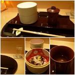 日本料理 十三蔵 - お通し7種のキノコの胡桃味噌合え、むかごのお澄まし！