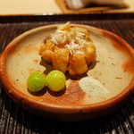 神楽坂 石かわ - マナガツオのかき揚げ 銀杏 2014.10.1x