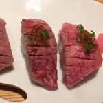 和牛 まつした - 和牛炙り握り三種盛り合わせ
