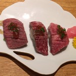 和牛 まつした - 和牛炙り寿司盛り合わせ