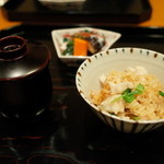 温味 - 食事 キンキの炊き込みご飯 なめこ汁 香の物