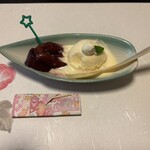 杏花亭 - ナスのコンポート(ワイン煮)とバニラアイス