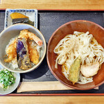彦屋 - 小海老天丼（うどん冷）