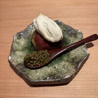 肉屋 田中 - いちじくの白和え、キャビア