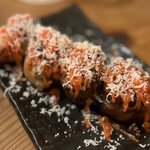 炭火焼き らくざ - ◯名物レタスの肉巻き¥500／明太チーズ