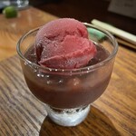 夜鮨 - 水羊羹にカシスソルベ