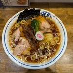 生姜醤油専門 我武者羅 - 生姜醤油ラーメン+大盛り+海苔4枚。