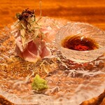 焼鳥 しるべ - 大好きな鶏のササミ刺し♡ 土佐酢ジュレで♡もっと食べた～い