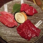 松阪苑 - 焼肉七番ランチ　和牛カルビとロース、希少部位