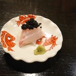 食堂みかん - 天然すずきのキャビア乗せ