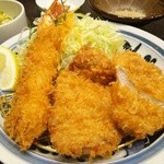 とんかつ 濵かつ - 夜特松食1090円 エビフライヒレカツチキンカツ