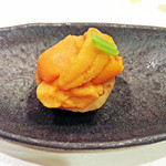 新ばし 星野 - 茄子と北海道、浜中のウニ(2014.10)