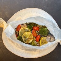 越田のサバ　葡萄の葉包み焼き　ギリシャ風