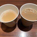 スーパーラウンジ - ピーチ炭酸水とコーヒーに牛乳IN