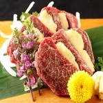 Premium marbled horse meat (cherry blossom) sashimi