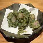 石臼挽手打 そばの音 - 子持ちこんにゃくとアオサ天ぷら