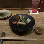 焼鳥米澤 - サラダ(大葉と獅子唐のドレッシング)