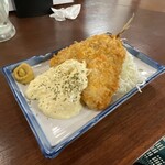 満天酒場 - 玉子サラダの具で喰らうアジフライ。