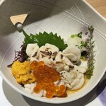 めしや 一之助 - 炙り白子ポン酢ウニのせ