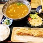 うどん屋 山善 - カレーうどん定食＋ちくわ天