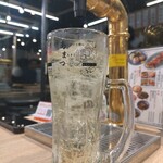 大衆食堂あまつ 大崎シンクパーク店 - ハイボール：奥の金柱がハイボールジャグジー