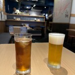 天ぷらと寿司 こじま - 黒烏龍茶とビール