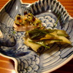 千松しま - optio A30で撮影。カマトロ炙りと酒蒸の鮑。