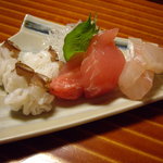 千松しま - optio A30で撮影。造り。めじ鮪、石なぎ。