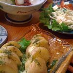 Sazae - 蛸刺　ジャガバタ　大根とホタテのサラダ
