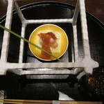 日本料理 幸庵 - ぎんなん、えび、イチジクのわらび豆腐