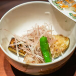 礼讃 - 茄子田楽　茗荷　石川小芋　青唐辛子　 ふり柚子