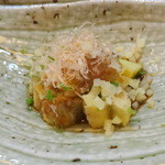 浜作 - オツマミ1品目は「秋ナスの生姜かけ」550円！