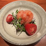 鮨 むとう - 縞海老 マイクロリーフとトマト