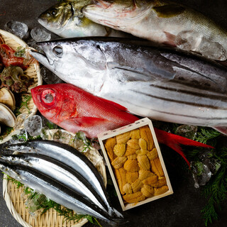 豊洲から仕入れた「旬魚」を「刺身・煮付け・焼・寿司」で食す。