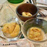 北の味と和み ぽあろ - カムイモシリコース【造り】《本日の生ウニ（産地別食べ比べ）》積丹産、利尻産、増毛産の3種です…