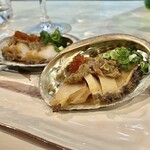 北の味と和み ぽあろ - カムイモシリコース【蒸物】《蒸しアワビのカニ身入りかに味噌ソース》