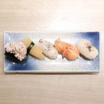 寿司の美登利 総本店 - ≪'14/10/13撮影≫食べ放題<月曜限定> 3888円 の3回目：白子ポン酢、帆立、赤貝、あわび、数の子